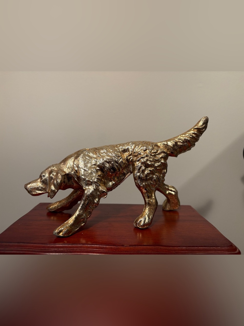 Vintage Gold Painted Metal Retriever